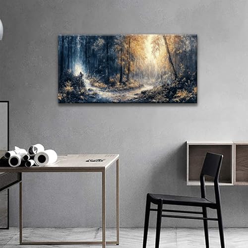 Image of TAIJXAGSG Canvas Wall Art Decor Prints Natural Modern Wall Art Forest Black Grey Landscape Aesthetic Wall Decor Artwork Pictures For Bedroom Kitchen Office Apartment Decorations 20 inchx 40 inch