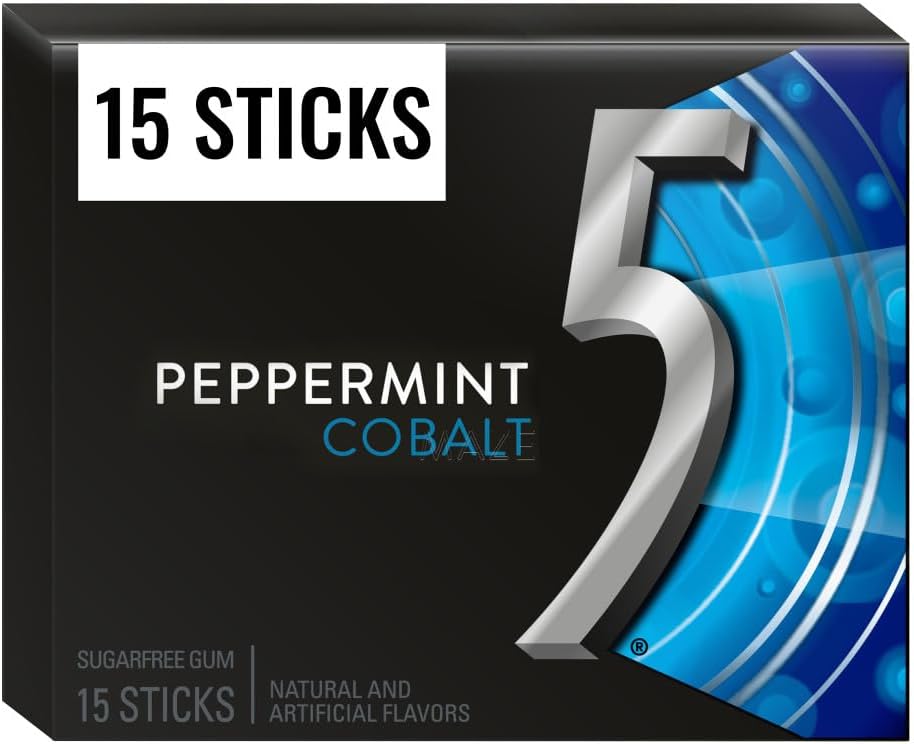 Wrigley's 5 Cobalt Peppermint, Sugar Free Gum, 15 Sticks, 40.5 G