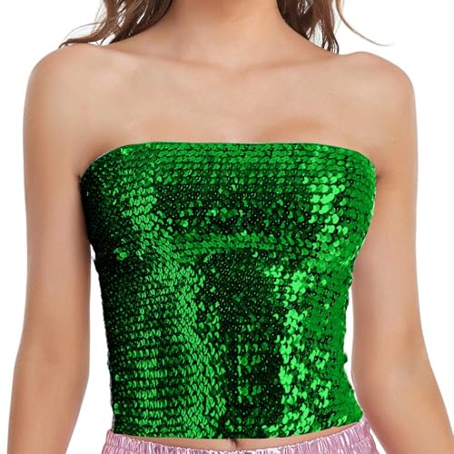 Ydsxlp Bandeau Top Damen Kurz Pailletten...