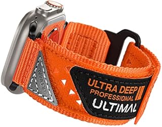 ULTIMAL Sports Strap Compatible with Apple Watch Straps 42/44/45mm, Soft Nylon Band, Breathable Hollow Out, Hook & Loop Design for iWatch Strap Series 8/7/6/5/4/3/2/1/SE Orange