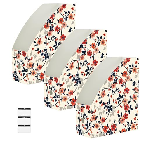 Boîte de rangement magazine 22,9x30,5 cm | Lot de 6 bacs pliables à motif floral
