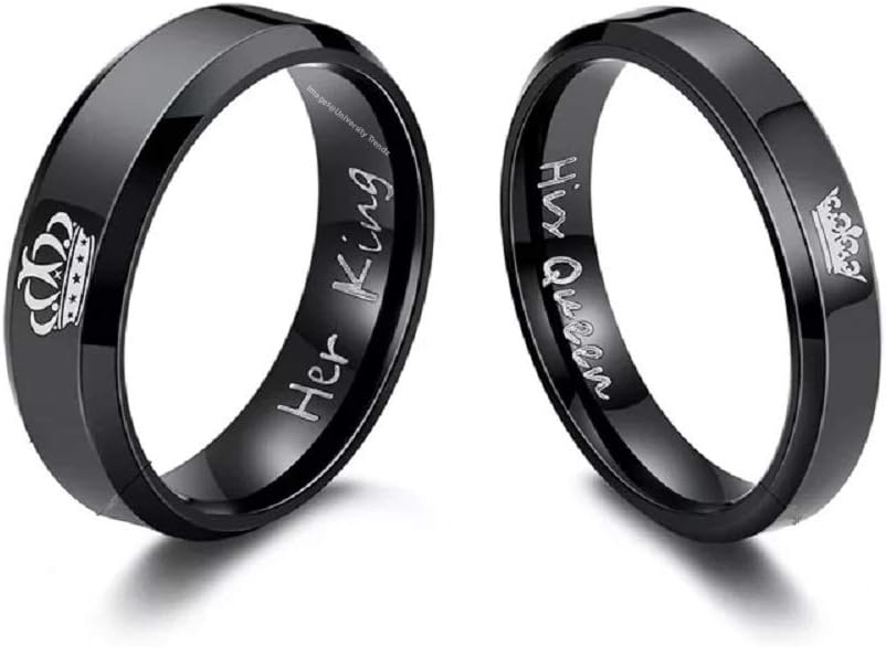 University Trendz Titanium Couple Rings for Unisex-Adult