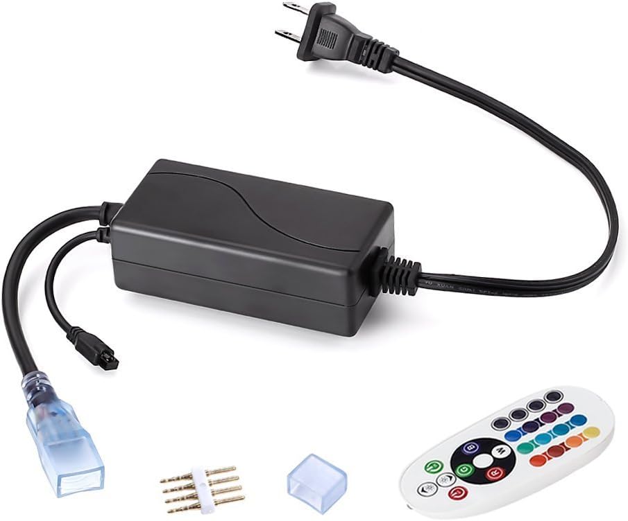 COLINKIND Power Plug Unit Remote LED 100-120V Strip Lights, RGB Multi-colored LED Strip Accessories, US Plug