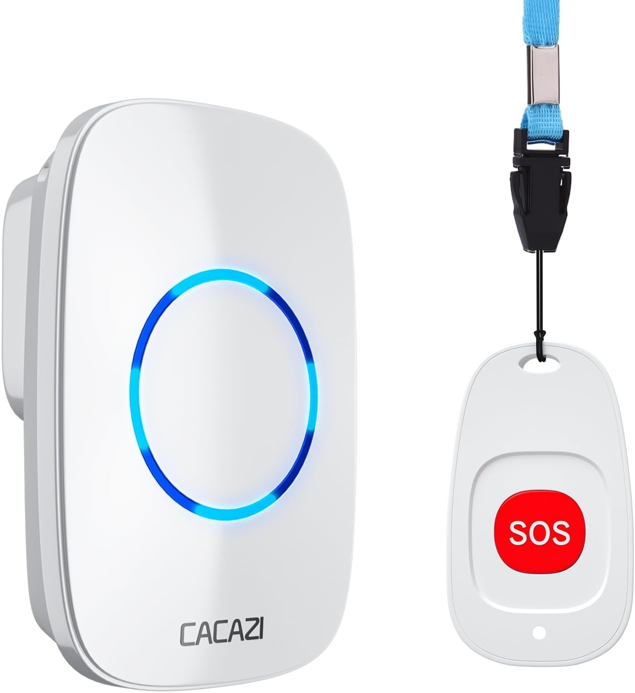 Caregiver Pagers Wireless Call Button for Elderly Patient Personal in Home Life Alert System for Seniors Range 260ft/80Menter,60 Ringtones (1SOS Button+1 Receiver)