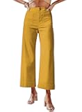 miduo Womens High Waisted Cropped Wide Leg Stretchy Straight Pants Trousers with Pockets