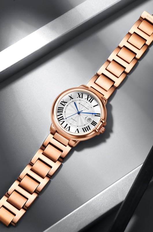 Image of Giordano Analog Quartz Watch for Men - Stainless Steel Strap, Textured Dial with Roman Numerals, Blue Hands, Date Display