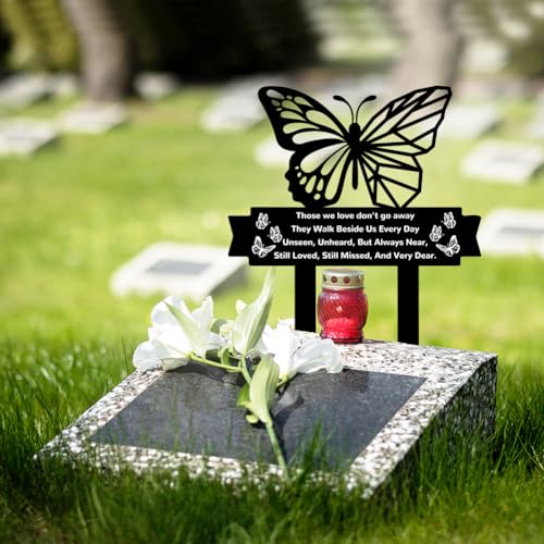 BEUNITONE Butterfly Memorial Grave Markers Word Metal Stakes Grave Plaque Stake Marker 10.6X13.7 Sympathy Garden Stake Remembrance Plaque Stake Sign for Cemetery Garden Outdoor Grave Decor - Image 4
