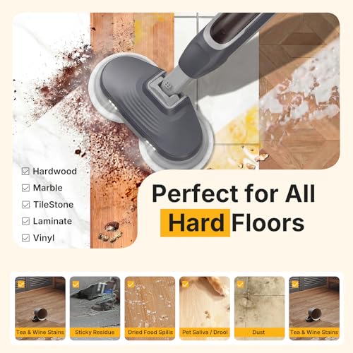Image of NEWBULIG Steam Mop, All-in-One Steam Mops for Floor Cleaning with Rapid Re-heat, Self-Standing Floor Steamer, 4 Rotating Scrub Pads, 2 LED Headlights, for Hardwood Floors & Tile