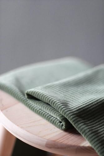 Mind The MAKER Green Organic Cotton Velvety Cord Fabric, 160cm Wide - Cut per metre