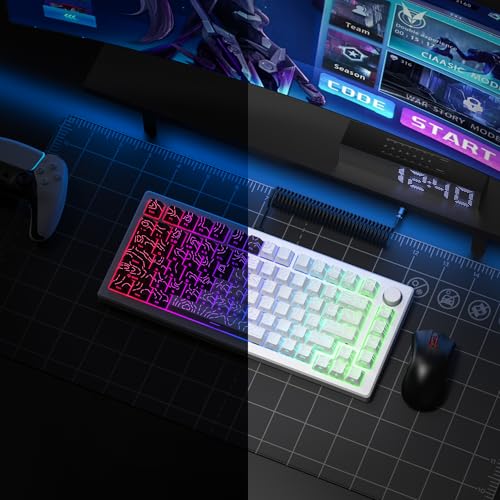 Image of dagaladoo Double Shot PBT keycaps for Mechanical Keyboard,Black /White Topographic Key Board keycaps,Shine Through Custom Key caps,Cherry Profile Key caps for US Layout 60% 75% 100% Keyboard