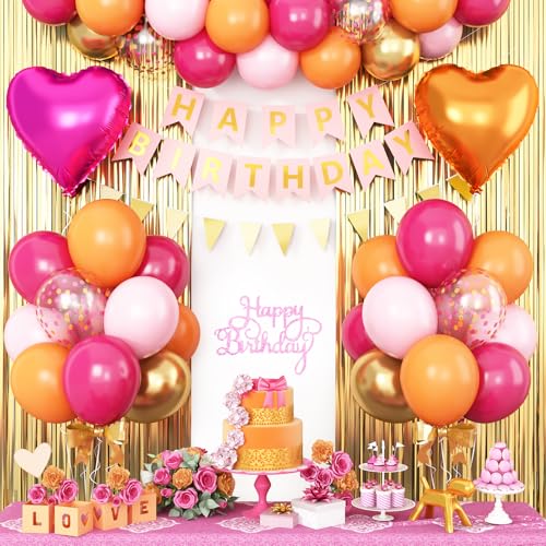 Image of Pink Orange Birthday Decorations for Women, Sunset Birthday Decorations