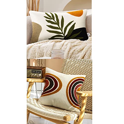 Merrycolor Boho Abstract Throw Pillow Covers Tufted Sun Pillow Covers