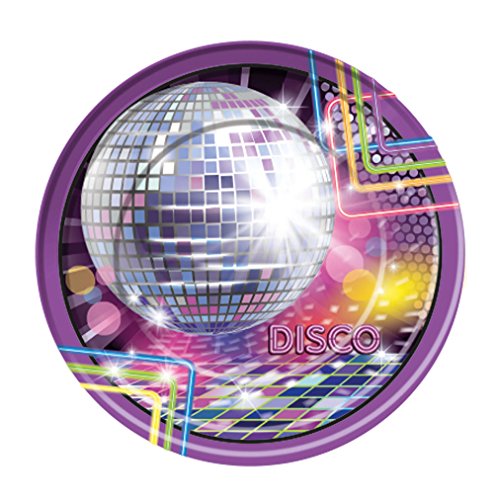 Forum Novelties X77972 Disco Large Plates, Multi-Colour, One Size
