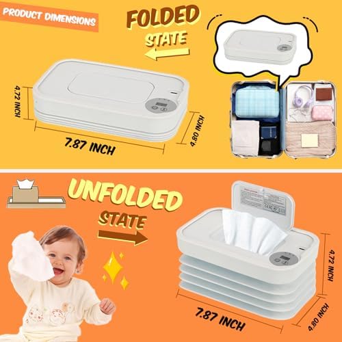 2026 New Baby Wipe Warmer and Baby Wet Wipes Dispenser | Foldable Portable Large Capacity Baby Wipes Warmer for Babies | Innovative Foldable Design | Fast and Even Heating Diaper Wipe Warmer — view 4