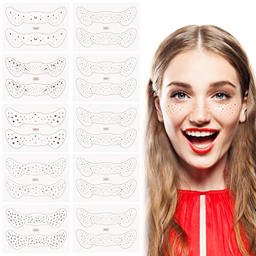 20 Pieces Temporary Freckle Tattoo Waterproof Freckles Natural Looking Henna Tattoo Stickers Fake Freckles Face Freckle Patch Makeup Accessories For Men Women Girls Party, 5 Styles #TOP21