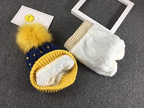 Gorro de punto para niños con bufanda y tapas de peluche 2