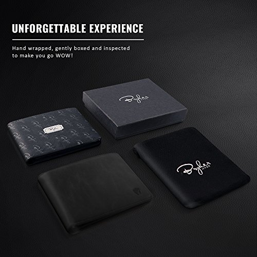 2 ID Window RFID Wallet for Men, Bifold Top Flip, Extra Capacity Travel Wallet (Charcoal Black - Distressed Leather, Medium)