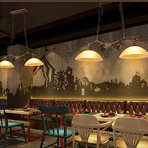 Dnysysj Deer Antler Chandelier Hanging Island 2 Lights Glass Shades Cabin Rustic Semi Flush Mount Fixture Ceiling Lighting For Kitchen/Bedroom/Bar/Living Room Gold #TOP6