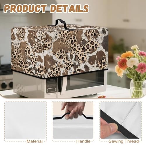 Image of Microwave Oven Cover Dust-Proof Small Kitchen Appliance Protector Air Fryer Toaster Oven Cover Kitchen Baking Accessories, L, 20.9 x 15.7 x 12.4 Inches, Leopard Cow Print Brown Beige
