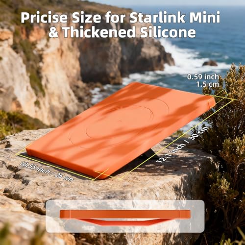 Image of Starlink Mini Cover, Orange Starlink Mini Protective Cover Liquid Silicone Sleeve Accessories for Camping Outdoor Protector from Scratching Hailstone