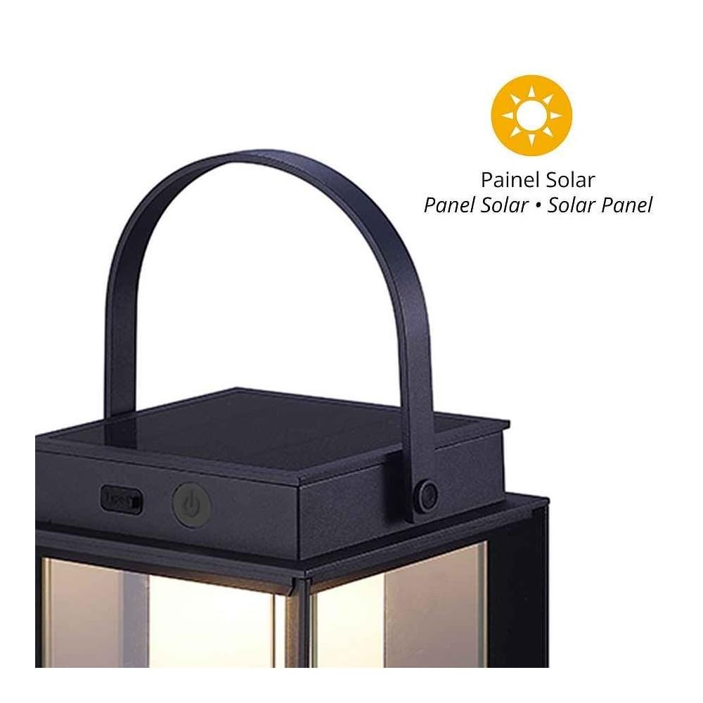Sobremesa KAYLA con cargador y cable USB IP54 1x2W LED 200lm L.16xAn.16xAl.47cm Negro, c/panel solar