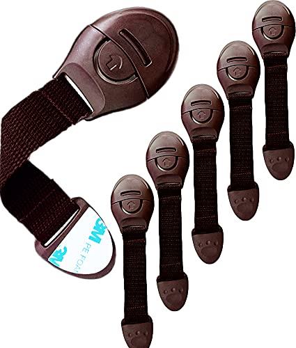 Image of KidDough Furniture Safety Locks for Kids, Child Safety Locks for Drawers, Cabinets, Fridge, Cupboard Lock, Baby Proofing Product, Strong and Adhesive Safety Locks (Brown, 6 Brown Locks)