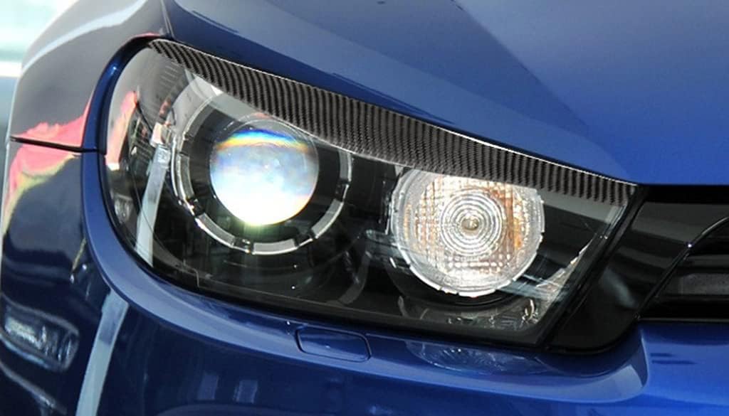 New Carbon Fiber Front Headlight Eyelids Compatible With VOLKSWAGEN Scirocco 2008-2014 (Black)