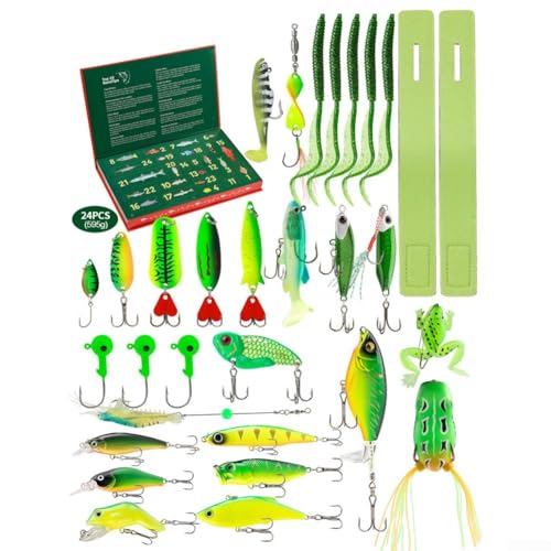 Calendrier de l'Avent 2026 pour les amateurs de pêche avec 24 leurres, conçu pour stimuler l'aventure quotidienne et le succès de la pêche