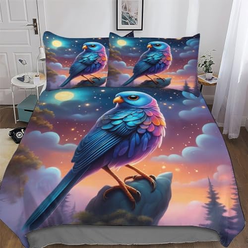 Housse de couette oiseau 3D parure de lit 200x200 microfibre 3 pièces - 2