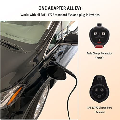 Huupro For Tesla To J1772 Adapter - Suit For All J1772 Evs Charging Max 60A 250V Storage Bag Anti-Drop Lock Compatible With Tesla High Powered Wall Connector Destination Charger Mobile Connector #TOP2