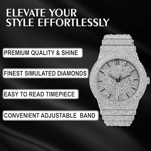 Image of ICE STAR Men's Fully Iced Diamond Watch, 46mm Case