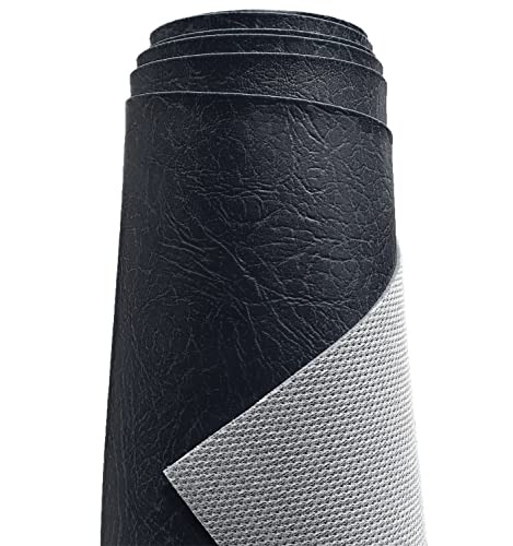 A-Express Heavy Thick Faux Leather Fabric Grained Leatherette Vinyl Leathercloth Automotive Home Decor Upholstery Material - Navy Blue 1 Metre 100cm x 140cm