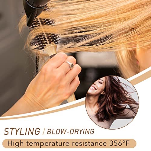 Foto von BESTOOL Rundbürste zum Föhnen, Wildschweinborsten mit Nylonstiften Rundhaarbürste, Professionelle Runde Stylingbürste für Damen und Herren, Glätten, Locken, Verbesserung der Haartextur (Barrel 22mm)