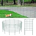 OUSHENG 35ft Green Garden Fence for Dog Pet, Easy Assembly Decorative Fencing Rustproof Metal Wire Panel Border Animal Barrier for Outside, Small Edging for Yard Lawn Outdoor Decor, Grids
