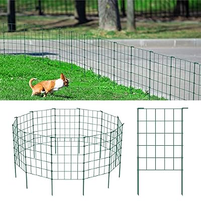 OUSHENG 35ft Green Garden Fence for Dog Pet, Easy Assembly Decorative Fencing Rustproof Metal Wire Panel Border Animal Barrier for Outside, Small Edging for Yard Lawn Outdoor Decor, Grids
