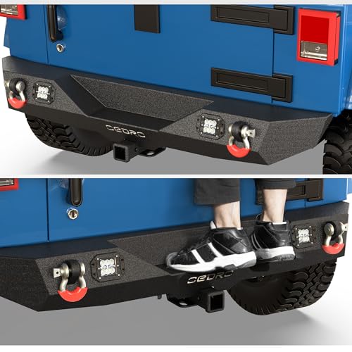 Image of OEDRO Rear Bumper w / 2 LED Lights Fits for 07-18 Jeep Wrangler JK 4Dr / 2Dr