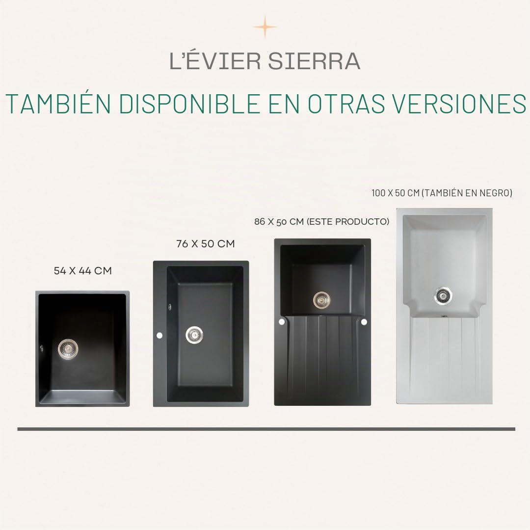 Essebagno Sierra Fregadero 1 cubeta grande 1 escurridor en resina blanca