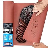 Bryco Goods Pink Butcher Paper Roll - 18 Inch x 100 Feet - Made in USA - Unbleached, Unwaxed & Uncoated - Food-Grade Peach Butcher Paper for Smoker, BBQ, Grilling, Smoking Meat