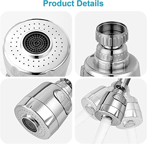 Image of YANCI Rotate Tap Aerator, ABS Swivel Water Saving Faucet with Filter for 22 /24MM Threaded Taps, Faucet Aerator Swivel Kitchen Sink with 2 Modes, Tap Extension Connection for Kitchen, Bathroom, Silver