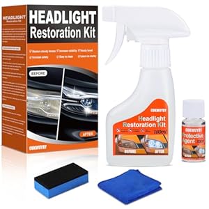 Headlight Restoration Kit Headlight Cleaner Head Light Cleaner Removing Yellowing Oxidized with Headlight Cleaner Coating Agent Sponge Towel (Scratches & Damages Cannot be Repaired)