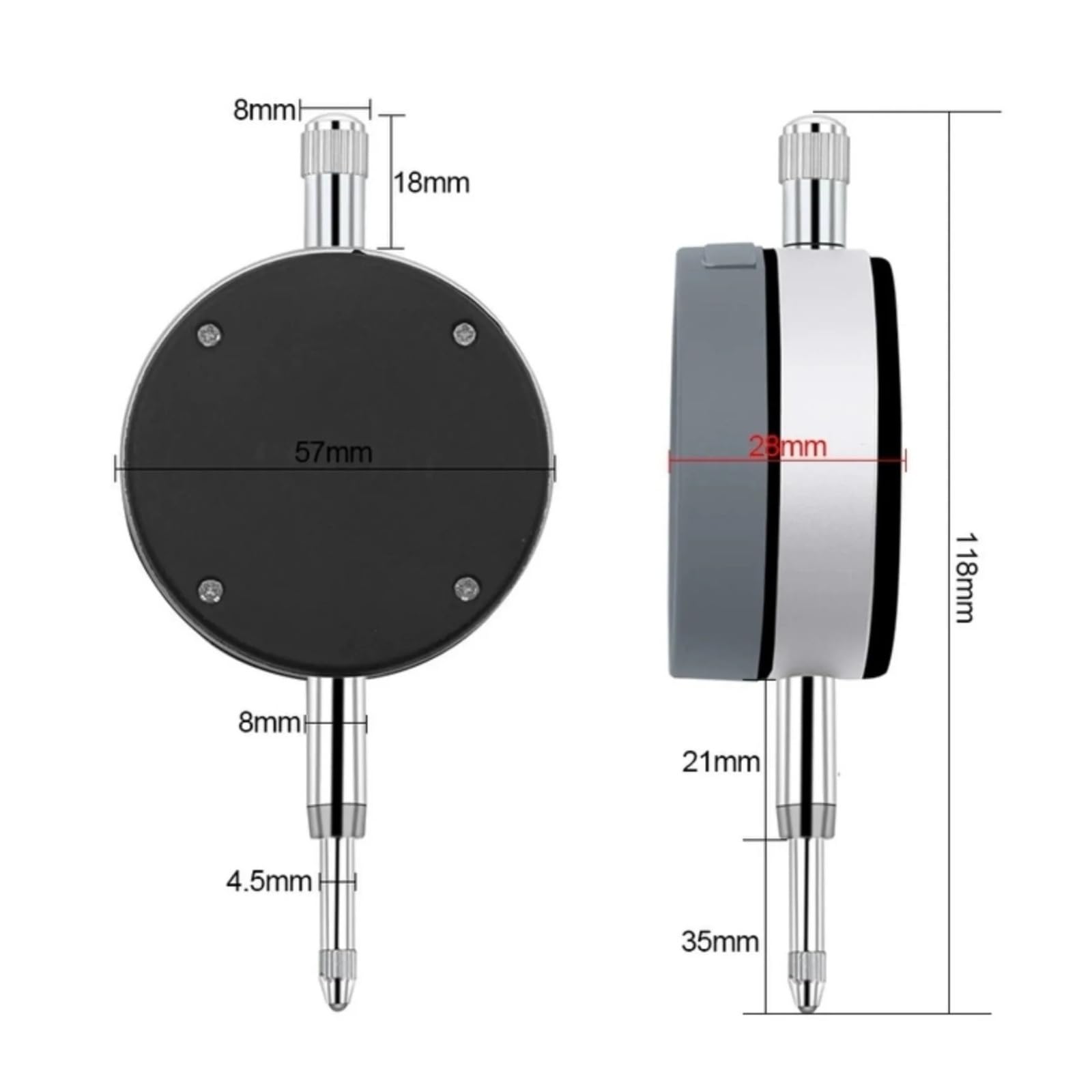 Indicatore del Quadrante, Comparatore digitale 0-12,7 mm 0,01 elettronico con prova IP54 0-25,4,001 Quadrante micron(0-25.4x0.01mm)