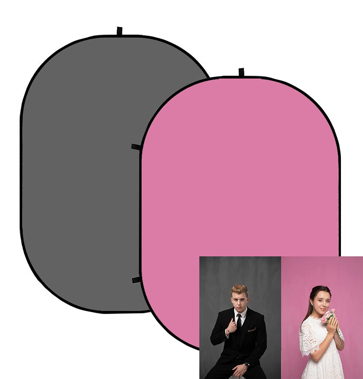 Kate 5x6.5ft Pop up Backdrops Pink Collapsible Backdrop for Photography Gray Portable Background for Photoshoot