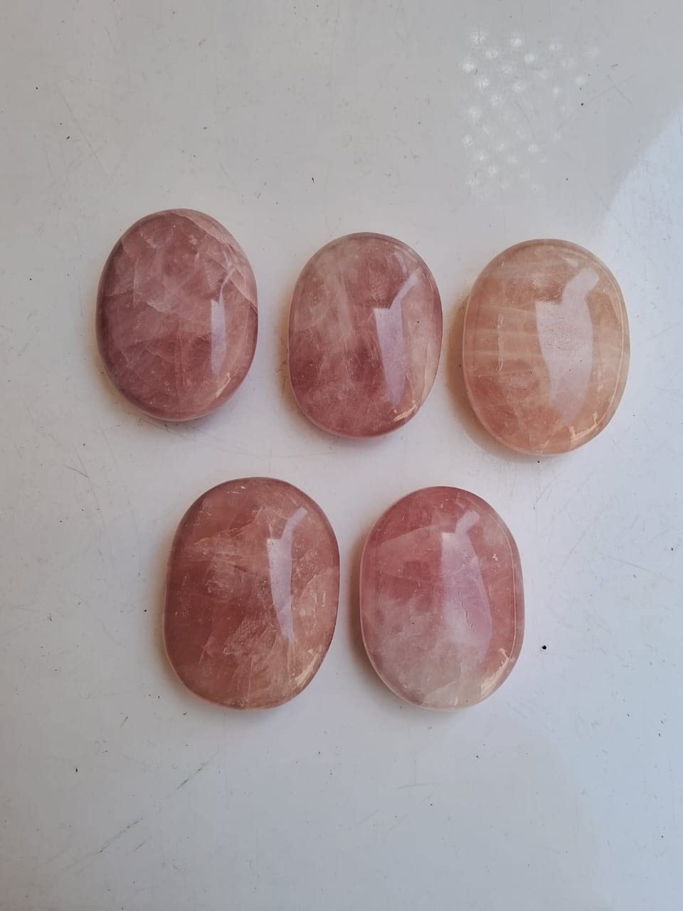 3Pcs Set Rose Quartz Palm Stone Crystal - Image 3