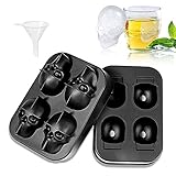 ❄ Cubitera para cubitos de hielo. Este conjunto de cubos de hielo te permite hacer cubitos de hielo fácilmente. Cada bandeja tiene 4 cubitos de hielo en forma de calavera 3D. Tamaño de la bandeja de cubitos de hielo 12 x 8,5 x 5 cm. Tamaño de los cubitos de hielo único: 4 x 4,6 cm. Ideal para uso doméstico, fiestas y bares, bebidas frescas, whisky y cócteles, etc.