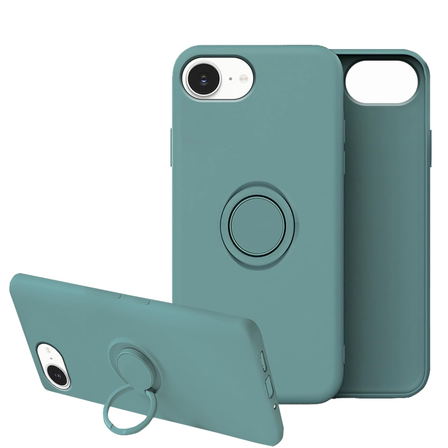 Coque iPhone 16e en silicone liquide doublure microfibre douce vert foncé - 8