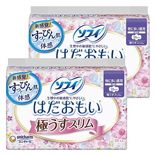 【まとめ買い】ソフィ はだおもい 極うすスリム 250 特に多い日の昼用 羽つき 25cm 19コ入×2個パック(unich...