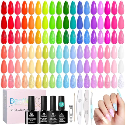 Beetles Gel Nail Polish Set, 36 Colors Neon Pastel Rainbow Bright