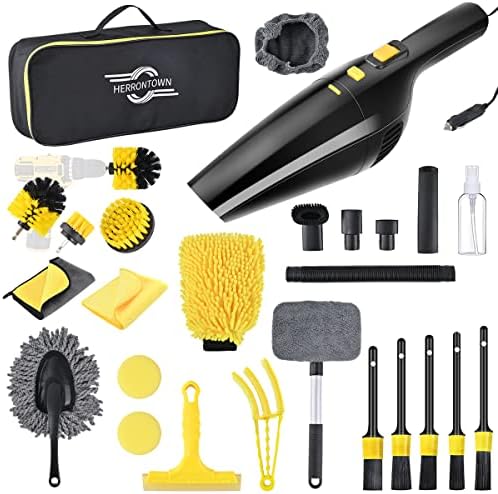 Herrontown 21 PCS Car Detailing Kit Interior Cleaner, Car Cleaning Kit with High Power Handheld Vacuum, Auto Detailing Brush Set, Windshield Cleaning Tool, Car Washing Kit for Exterior Wheels