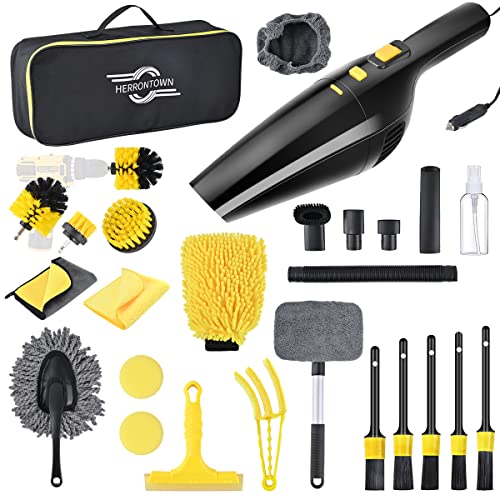 Herrontown 21 Pcs Car Detailing Kit Interior Cleaner, Car Cleaning Kit With High Power Handheld Vacuum, Auto Detailing Brush Set, Windshield Cleaning Tool, Car Washing Kit For Exterior Wheels #TOP3