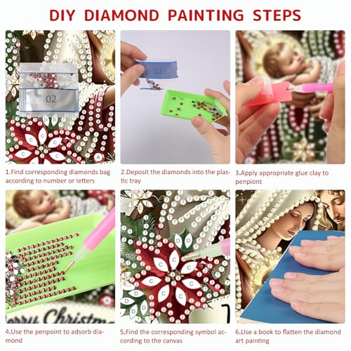 SENQAO Jesus Diamond Art Hanging Kits for Adults Kids, Christmas Diamond Art Suncatchers, 5D Special Shape Diamond Painting Pendant Window Ornament Gifts for Home Garden Door Wall Decor by SENQAO - Used condition - Image 7